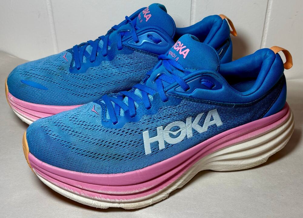 Hoka One One W Bondi 8 Blue & Pink Women's Sneakers 1127952 CSAA Size US 10B